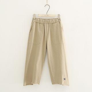Fray Hem Cropped Wide-leg Pants