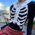 Bone Print Long-sleeve Knit Sweater