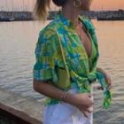 Short Sleeve Pattern-print Loose-fit Shirt