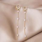 Rhinestone Bow Faux Pearl Fringed Earring E3210 - As Shown In Figure - One Size