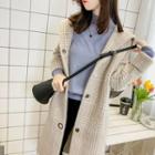 Hooded Buttoned Pattern Knit Coat