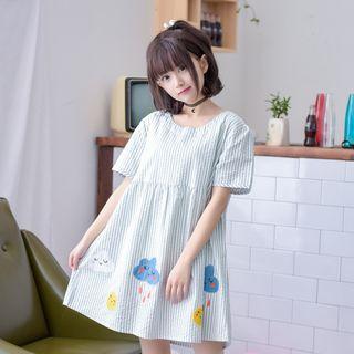 Short-sleeve Cloud Applique Mini Dress