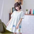 Short-sleeve Cloud Applique Mini Dress