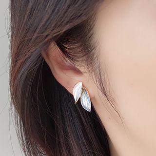 Leaf Ear Stud 1 Pair - Blue - One Size