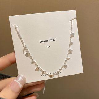 Alloy Rectangle Necklace Silver - One Size