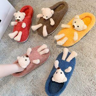 Bear Detail Fluffy Slippers