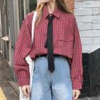 Plaid Shirt With Tie Plaid - Red - One Size