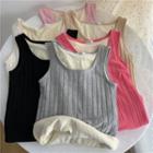 Fleece-lined Ribbed Knit Tank Top