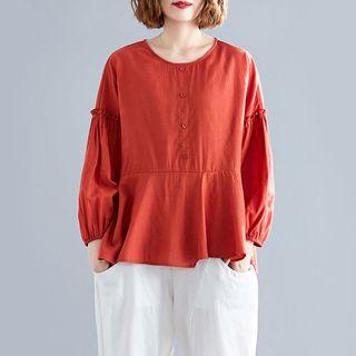 Plain Round-neck Long-sleeve Shirt