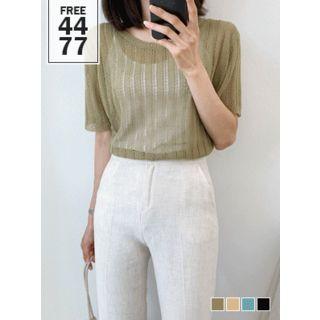 See-through Rib-knit Top