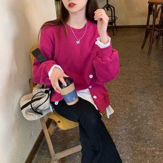 Buttoned Loose-fit Sweatshirt