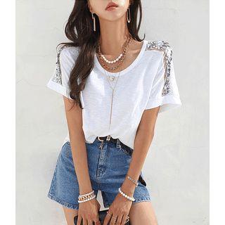 Sequin-shoulder M Lange T-shirt