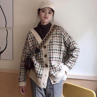 Houndstooth Cardigan Houndstooth - Brown & Almond - One Size