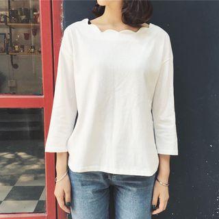 Scallop Trim 3/4 Sleeve Top