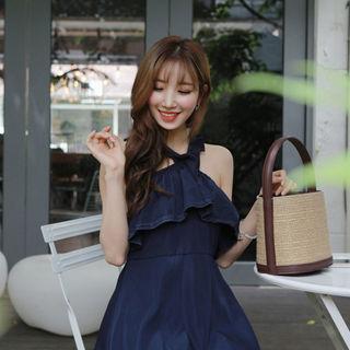 Halter Capelet A-line Maxi Dress