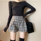 Plaid Wide Leg Shorts As Shown In Figure - One Size