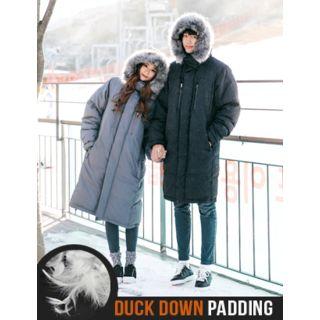 Faux-fur Trim Hooded Duck-down Padded Jacket