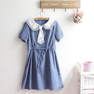 Sailor Collar Short-sleeve A-line Dress