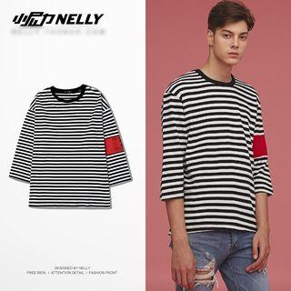 Colour Block Stripe 3/4-sleeve T-shirt