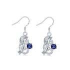 Fashion Pop Geometric Earrings With Blue Austrian Element Crystal Silver - One Size