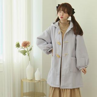 Balloon-sleeve Duffle Coat Light Purple - One Size