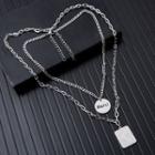 Stainless Steel Tag Pendant Layered Necklace As Shown In Figure - One Size