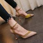 Ankle Strap Color Block Pointed Pumps