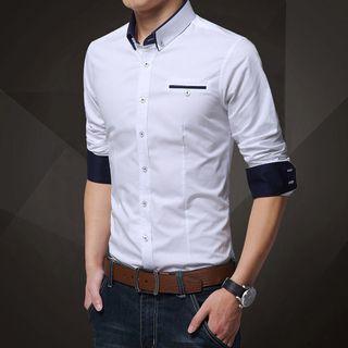 Contrast-trim Pocketed Shirt
