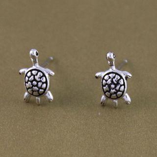 925 Sterling Silver Turtle Stud Earring Silver - One Size