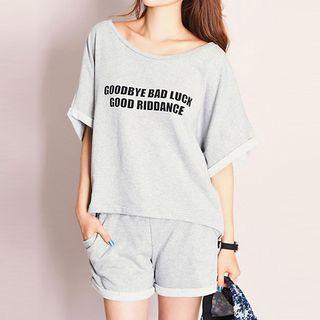 Set: Piped Short-sleeve Top + Shorts