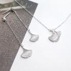 Rhinestone Leaf Necklace Silver - One Size