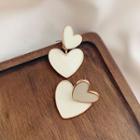 Heart Stud Earring 1 Pair - White & Gold - One Size