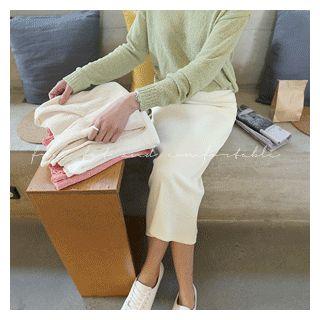 Drop-shoulder Knit Top In 2 Designs