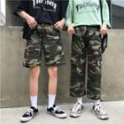 Camouflage Pockets Shorts / Wide-leg Cropped Pants