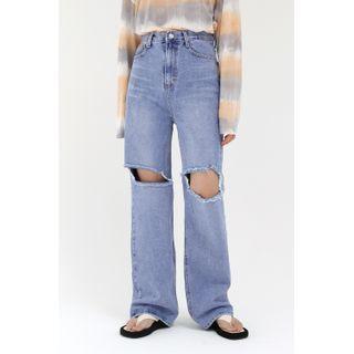 Cutout-knee Straight-leg Jeans