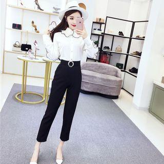 Set: Ruffle Trim Shirt + Dress Pants