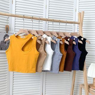 Slim-fit Cutout Crop Tank Top In 12 Colors