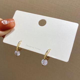 Rhinestone Dangle Earring 1 Pair - E4299 - 925 Silver - Gold - One Size
