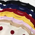 Drop-shoulder Polka-dot Knit Sweater