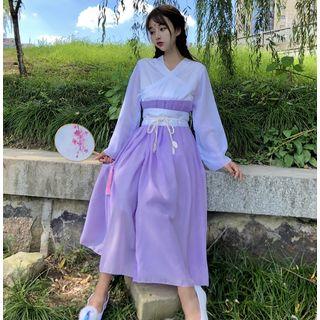 Tie-waist Long-sleeve Chiffon Hanfu