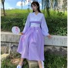 Tie-waist Long-sleeve Chiffon Hanfu