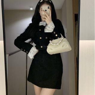 Lace Trim Cropped Jacket / Mini Pencil Skirt