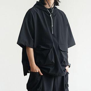 Plain Oversized Short Sleeve Hoodie