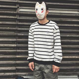 Embroidered Stripe Long-sleeve Sweatshirt
