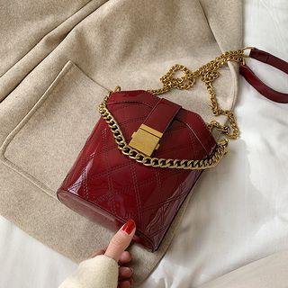 Argyle Stitched Patent Bucket Bag