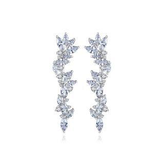 Simple And Elegant Geometric Cubic Zirconia Long Earrings Silver - One Size