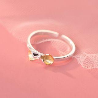 Bow Sterling Silver Open Ring 1 Pc - Gold & Silver - One Size