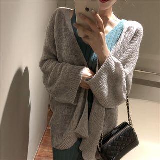 Open-front Cardigan / Sleeveless Mini Sheath Knit Dress