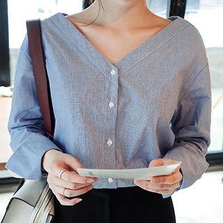 V-neck Long-sleeved Blouse