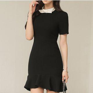 Bow Short Sleeve Sheath Dress